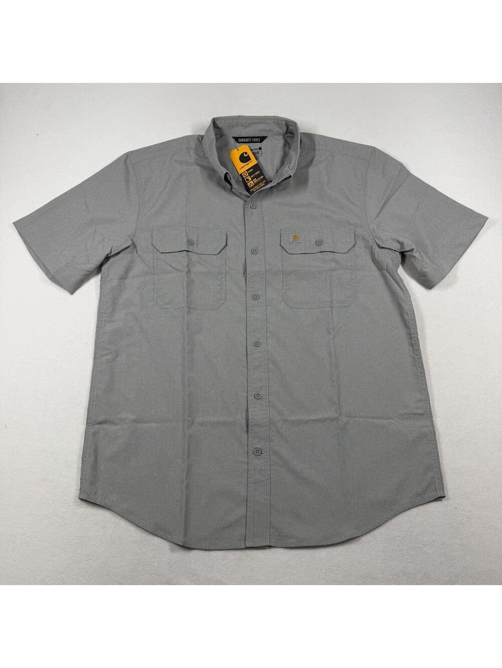Carhartt Gray Force Short Sleeve Button-Up Pockets TW5292-M Men’s Size Large